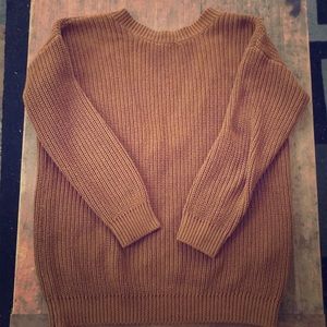 Camel Open Back Sweater